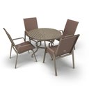 Ver imagem 1 de Mesa 4 Cadeiras Ripado Piscina Alumínio Fendi e Tela Marrom