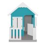 Casinha de Brinquedo com Cercado Floreiros Mdf Azul Turquesa/branco L12 - Gran Belo - 3