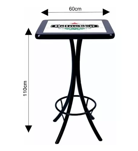 Conjunto Mesa Quadrada Bistrô Azulejo Heineken - Preto - 3