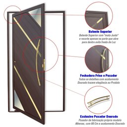 Porta de Aluminio Pivotante Lambril 210x100cm com Puxador Super Oasis Brimak - 3