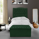 Ver imagem 1 de Kit Cabeceira e Calçadeira Baú Dunas Solteiro 90 Cm - Veludo Verde