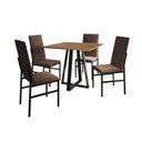 Ver imagem 1 de Kit Jantar Mônaco Premium Mesa 90cm com 4 Cadeiras Estofadas para Cozinha e Sala - Imbuia/marrom