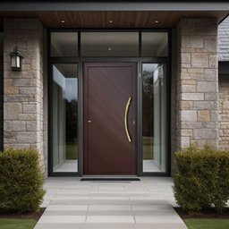 Porta de Aluminio Pivotante Lambril 210x120cm com Puxador Super Savana Brimak - 1