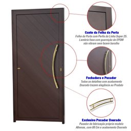 Porta de Aluminio Pivotante Lambril 210x120cm com Puxador Super Savana Brimak - 3