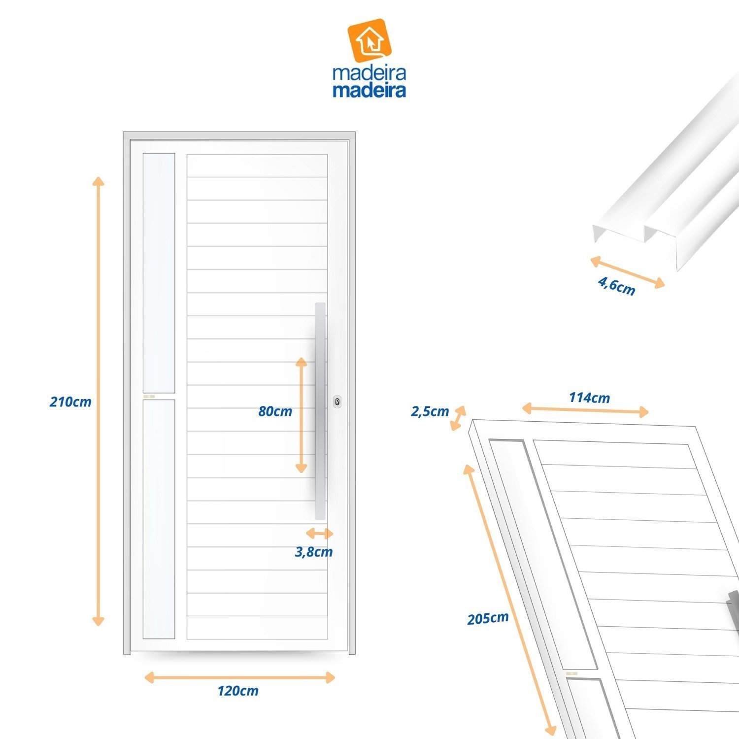 Porta de Aluminio Pivotante Lambril 210x120cm com Puxador Super Visione Brimak - 6