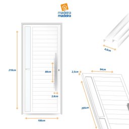 Porta de Aluminio Pivotante Lambril 210x100cm com Puxador Super Visione Brimak - 6