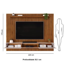 Painel para Tv até 75 Polegadas Ripado Dj Móveis Luca 220 Freijó Off White - 9