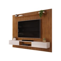 Painel para Tv até 75 Polegadas Ripado Dj Móveis Luca 220 Freijó Off White - 6