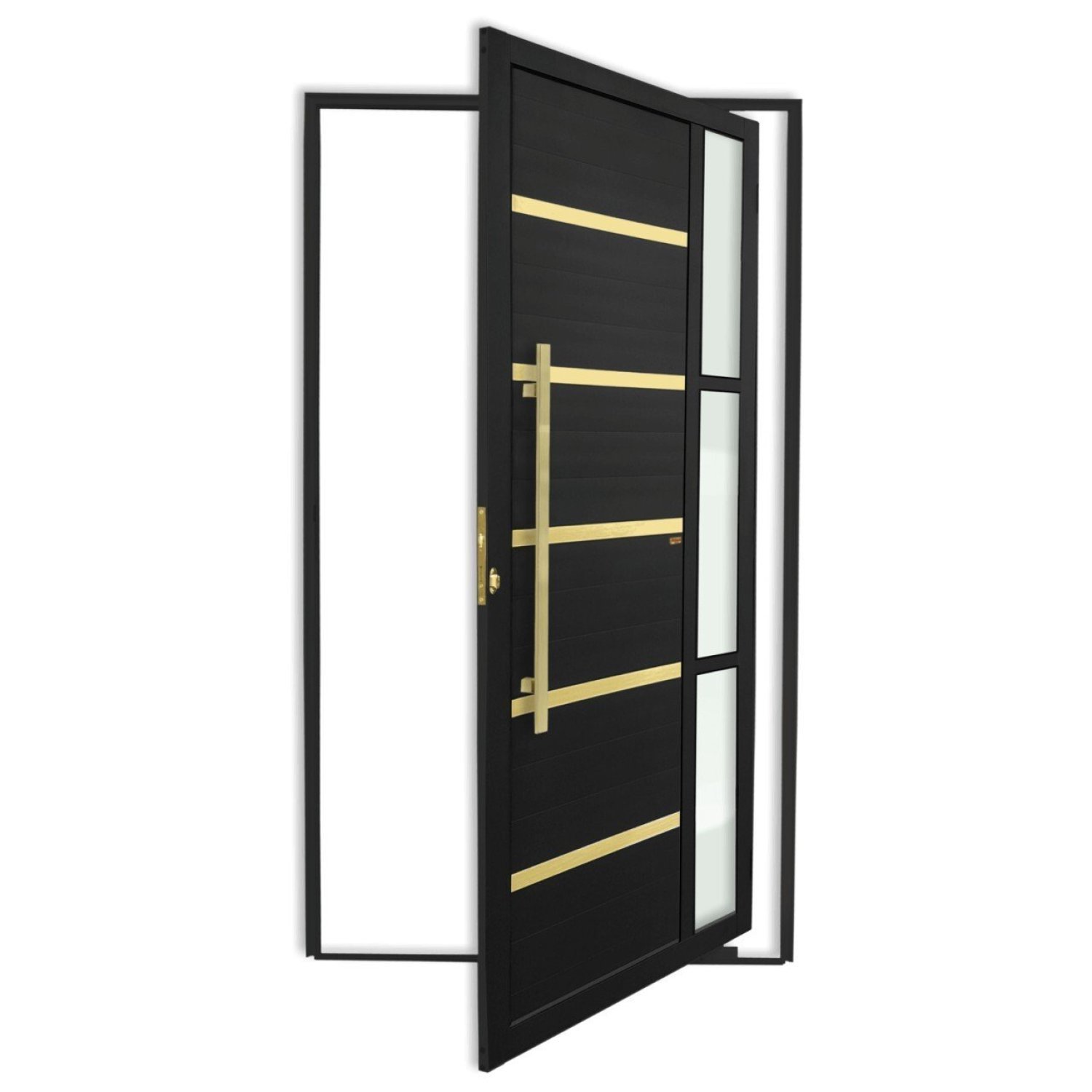 Porta de Aluminio Pivotante Lambril 210x100cm com Puxador Super Miraggio Brimak - 3