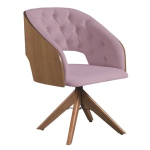 Poltrona Decorativa Giratória Núbia para Sala de Estar Veludo Rose - Mobília Mobília