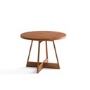 Ver imagem 1 de Mesa para Cozinha Átria 1594 Redonda Aço C/tampo Madeirado Redondo 100cm Nogal/freijo Rose -