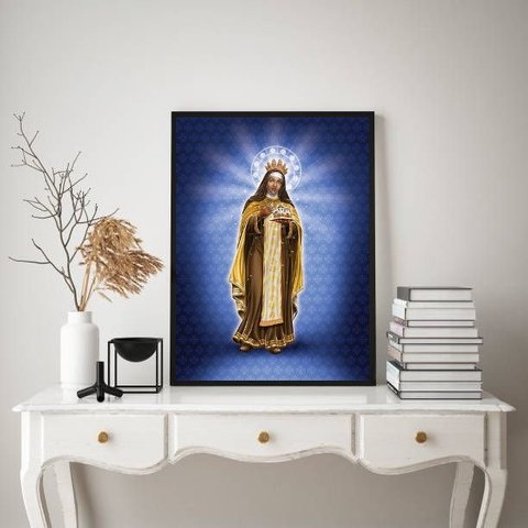 Quadro Decorativo Santa Efigênia 24x18cm - com Vidro:madeira Preta