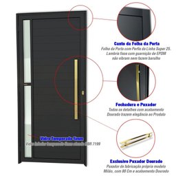 Porta de Aluminio Pivotante Lambril 210x100cm com Puxador Super Visione Brimak - 2