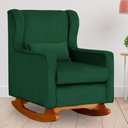 Ver imagem 2 de Poltrona C/ Puff Balanço Amamentação Aurora Veludo Verde - Lm Decor