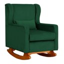 Ver imagem 3 de Poltrona C/ Puff Balanço Amamentação Aurora Veludo Verde - Lm Decor