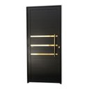 Ver imagem 3 de Porta de Aluminio Lambril 210x90cm Frisada com Puxador Super Brimak Abertura Direita Preto/Dourado