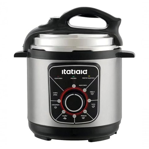 Panela de Pressão Elétrica Itatiaia Essencial 3L 700W com Revestimento Antiaderente Inox, Preto