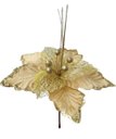Ver imagem 4 de Kit 4 Flores Artificial Glitter Enfeite Dourado Natal 25cm