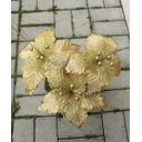 Ver imagem 2 de Kit 4 Flores Artificial Glitter Enfeite Dourado Natal 25cm