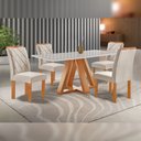 Ver imagem 4 de Mesa Kyra 120CMX90CM 4 Cadeiras Arthus Tampo Smart Plus Vidro Off White