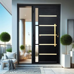 Porta de Aluminio Lambril 210x90cm com Puxador Super Miraggio - 1
