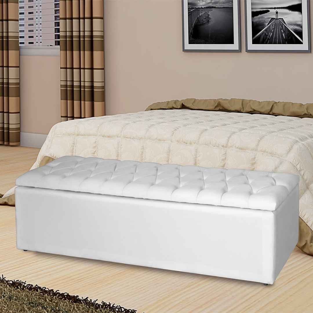 Recamier Baú para o Quarto Lívia 140 cm Casal Corino Branco - Móveis Mafer - 3