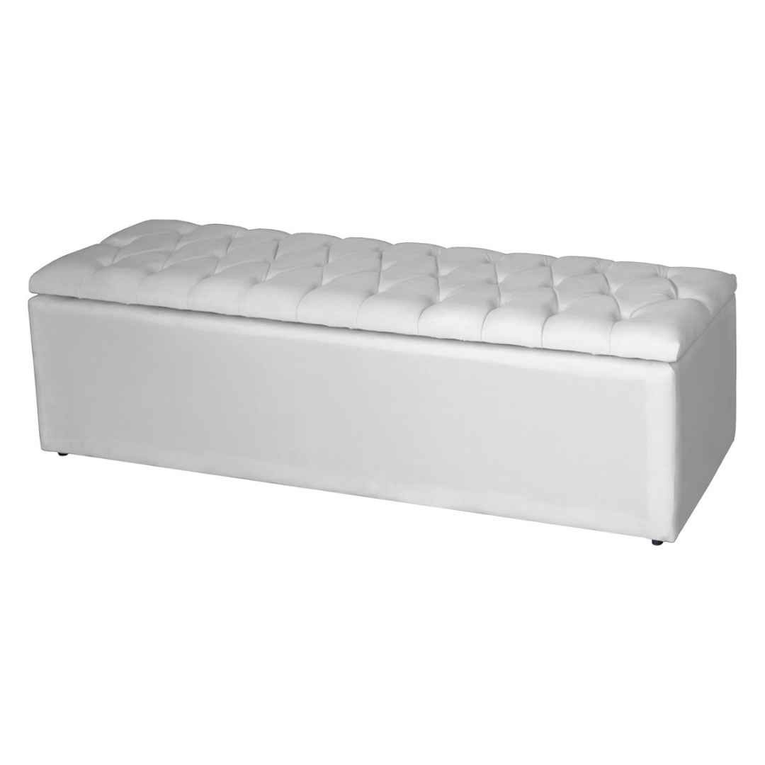 Recamier Baú para o Quarto Lívia 140 cm Casal Corino Branco - Móveis Mafer