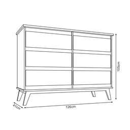 Cômoda para Quarto Londres com 6 Gavetas - Branco - 5