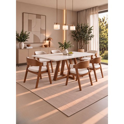 Conjunto Sala de Jantar 6 Lugares Branco Siena - On Móveis