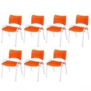 Ver imagem 1 de Cadeira Iso Base Branco Igreja, Escola, Escritório - Laranja Kit 7 Peças