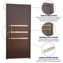 Ver imagem 2 de Porta de Aluminio Lambril 210x80cm Frisada com Puxador Super Abertura Direita Dourado/Marrom Corten Brimak