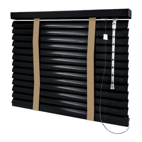 Persiana Horizontal - 1,20m Larg X 2,50m Alt - Alumínio 50mm com Fita Decorativa - Cor: Preta - Fita