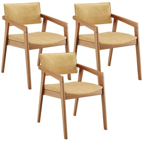 Kit 3 Cadeiras para Sala de Jantar Estar Living Giorgia L02 Couríssimo Casco Fendi - Lyam Decor