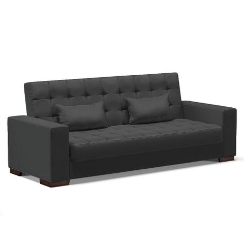 Sofá Cama 02 Lugares Lisboa Corino - D’Rossi Cor Preto