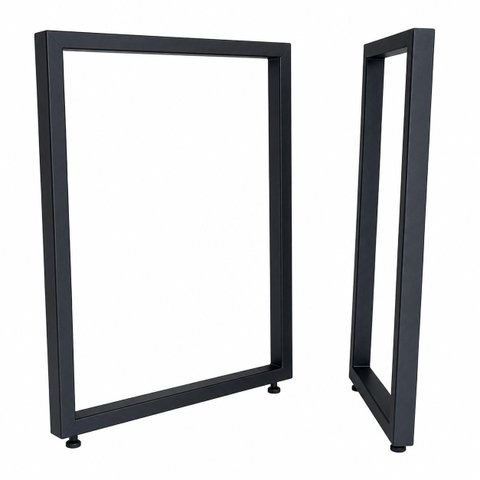 Bases Retangulares de Mesa Estilo Industrial 75x60cm Kit c/2un - Preto
