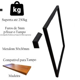 Bases Retangulares de Mesa Estilo Industrial 75x60cm Kit C/2un - Preto - 4