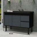 Ver imagem 4 de Gabinete de Cozinha Armário 91cm 2 Gavetas 2 Portas 100% Mdf:preto/grafite