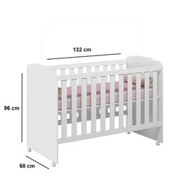 Conjugado Quarto Infantil 4 Portas, 2 Gavetas Ternura com Berço Amore Branco - Peternella Móveis - 4