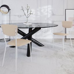 Kit 02 Cadeira para Sala de Jantar Village Branco C01 Linho Areia - Lyam Decor - 2