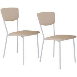 Kit 02 Cadeira para Sala de Jantar Village Branco C01 Linho Areia - Lyam Decor - 1