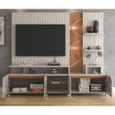 Ver imagem 1 de Estante Home Cross para Tv até 55 Polegadas 4 Portas Prateleiras Luz Led e Rodízio Off White/jequiti