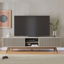 Ver imagem 1 de Rack para Sala de Estar TV 75 pol 218cm Aracaju C04 Off White Matte - Lyam Decor