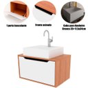 Ver imagem 2 de Gabinete de Banheiro 60 Cm com Cuba e 1 Porta Basculante Amêndoa/branco