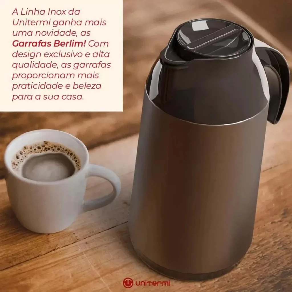 Garrafa Térmica Inox 600ml 1litro Berlim Café Leite Chá Chimarrão Água Quente:inoxidável/600ml - 4