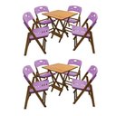 Ver imagem 1 de Kit Com 2 Jogos De Mesa Dobravel 70X70 Com 4 Cadeiras Mel Polipropileno Roxo Amarelo