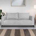 Ver imagem 1 de Sofá Living 3 Lugares com Pés de Ferro Almofadas Soltas 220cm Neso Bouclê Cinza