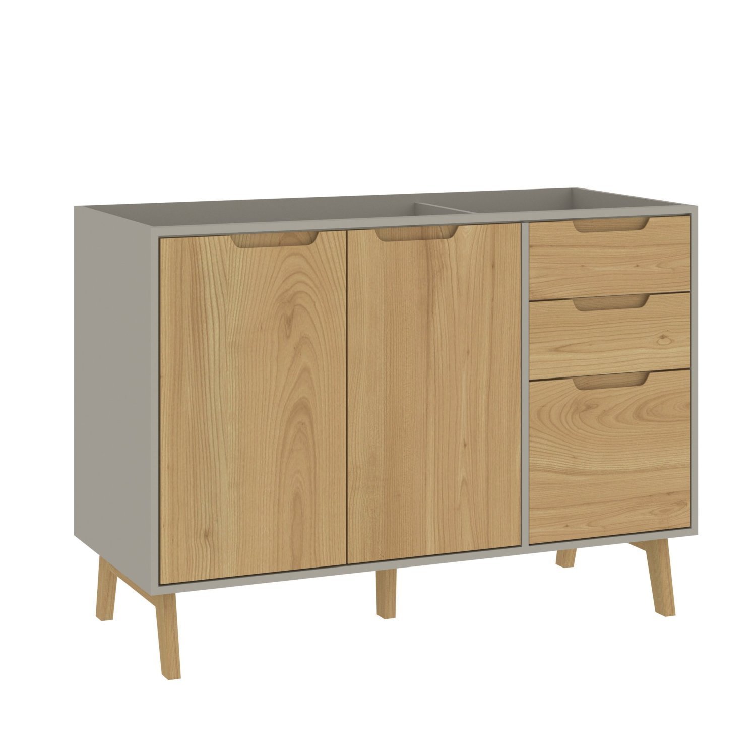Balcão para Pia 120cm sem Tampo 2 Portas 3 Gavetas com Pés Wood - 1
