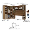 Ver imagem 4 de Quarto Modulado Queen de Canto com Guarda-roupas Maleiro e Cabeceira Paris Master Luciane Móveis