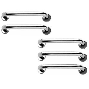 Alça de Apoio 40cm Barra Inox Kit 5 Unidades Acessibilidade Cadeirante Idoso Deficiente Banheiro Box