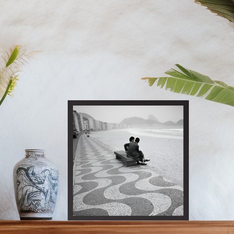 Quadro Rio de Janeiro Antigo - 33x33cm:moldura Preta